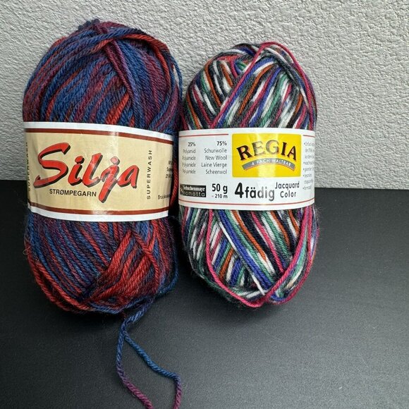 Mixed Yarn lot - 3 skiens Silja & Regia Sock Yarn Multicolor - Picture 5 of 7